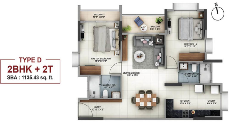 2 BHK - 1135 - Salarpuria Sattva Signet Salarpuria Signet
