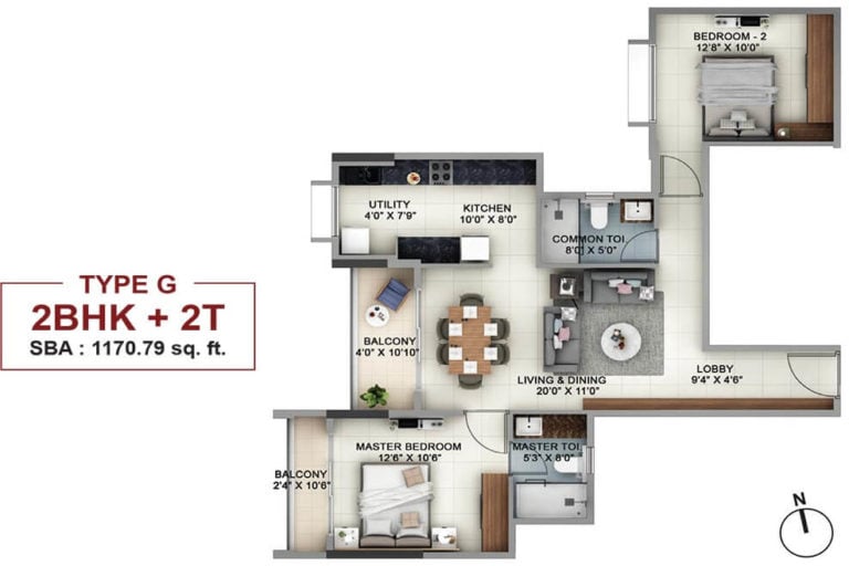 2 BHK - 1170 - Salarpuria Sattva Signet Salarpuria Signet