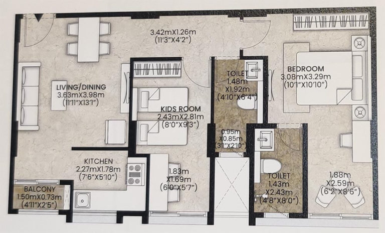2 BHK - 667 - Mahindra Vicino Mumbai