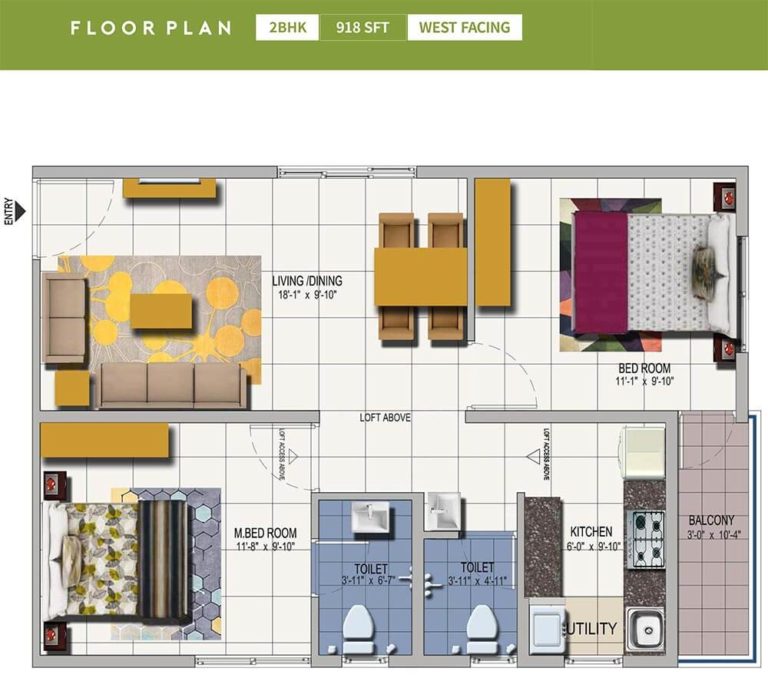 2 BHK - 918 West - Urbanrise Spring Is In The Air - Urbanrise Springs