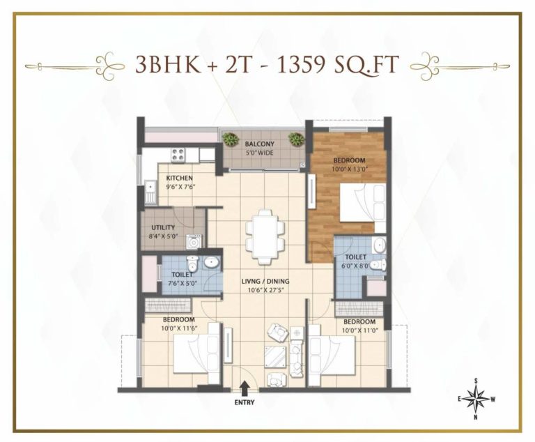 3 BHK-1359Sqft - RWD Grand Corridor Chennai