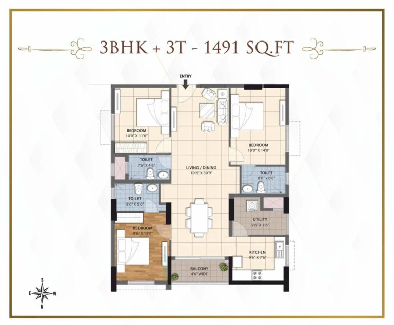 3 BHK-1491Sqft - RWD Grand Corridor Chennai