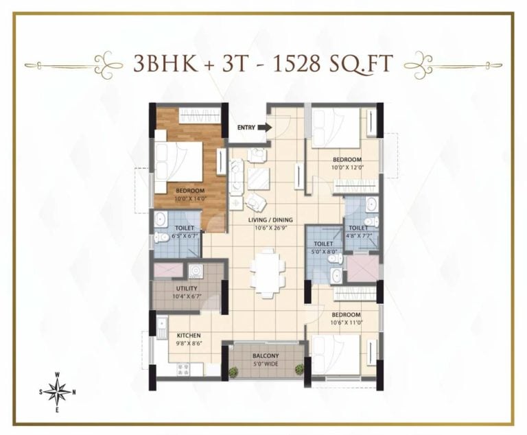 3 BHK-1528Sqft - RWD Grand Corridor Chennai
