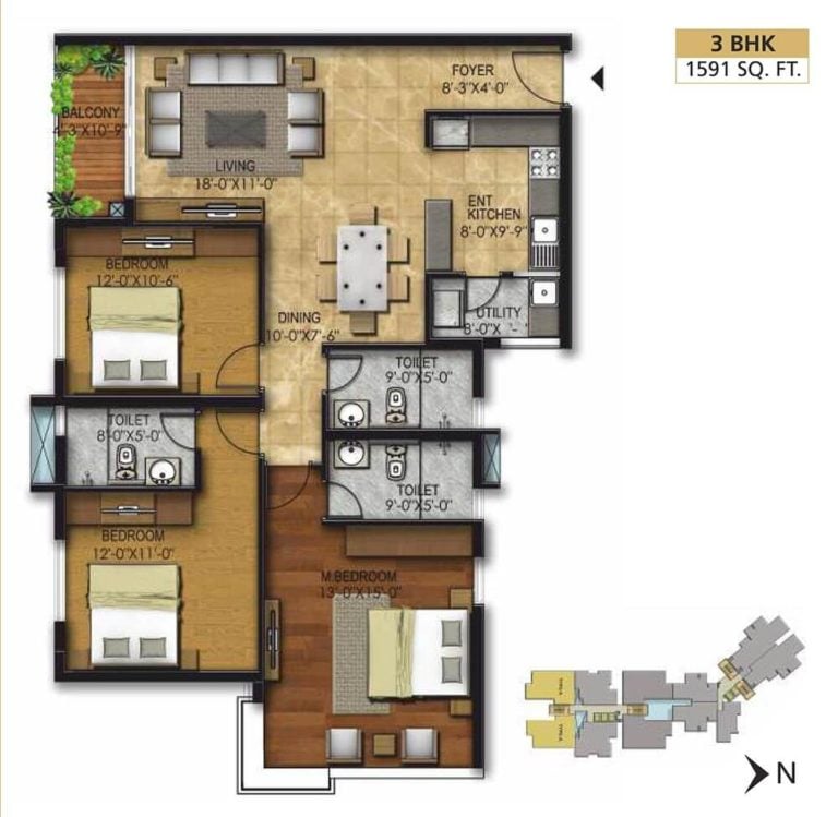 3 BHK - 1591 - RWD Corniche Egmore Chennai