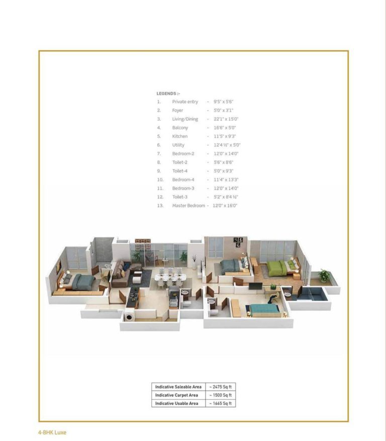 4 BHK Luxe 2475 - Purva Somerset House Guindy