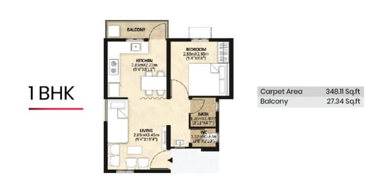 1 BHK - 348 - Mahindra Happinest Avadi Chennai