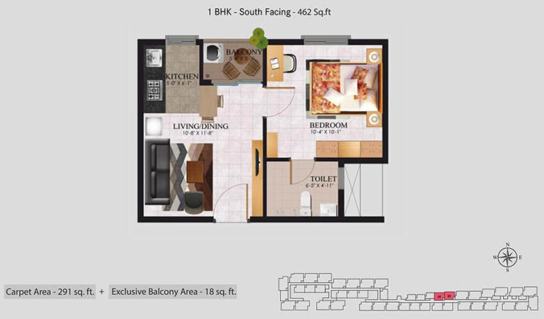 1 BHK - 462 S - Urbanrise Jasmine Springs Chennai