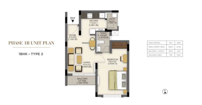 1 BHK Type 2 - 576 - TATA Santorini Chennai