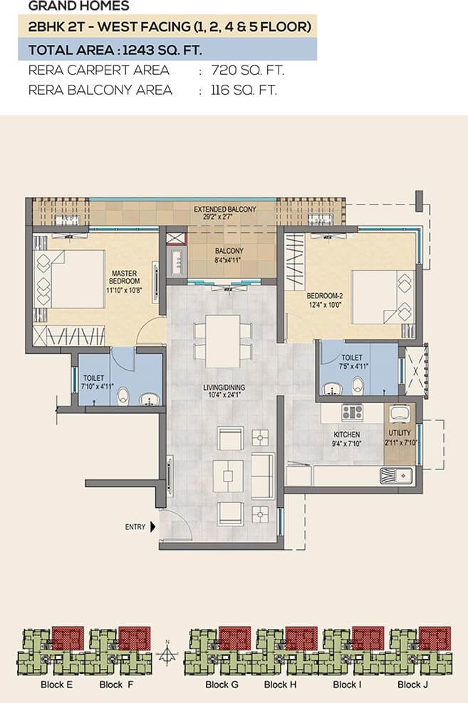 2 BHK - 1243 - TVS Emerald Peninsula Manapakkam