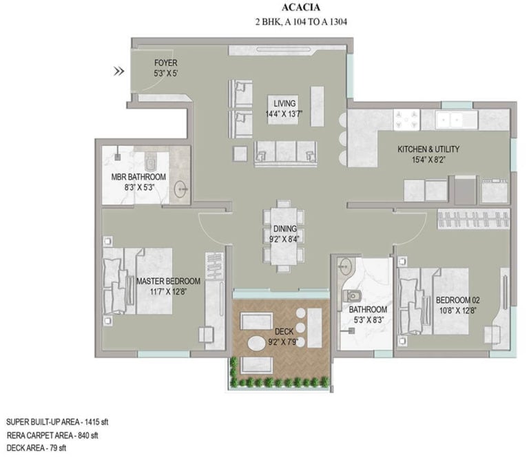 2 BHK - 1415 - Enessen Estates & Prime One Corp Centreo