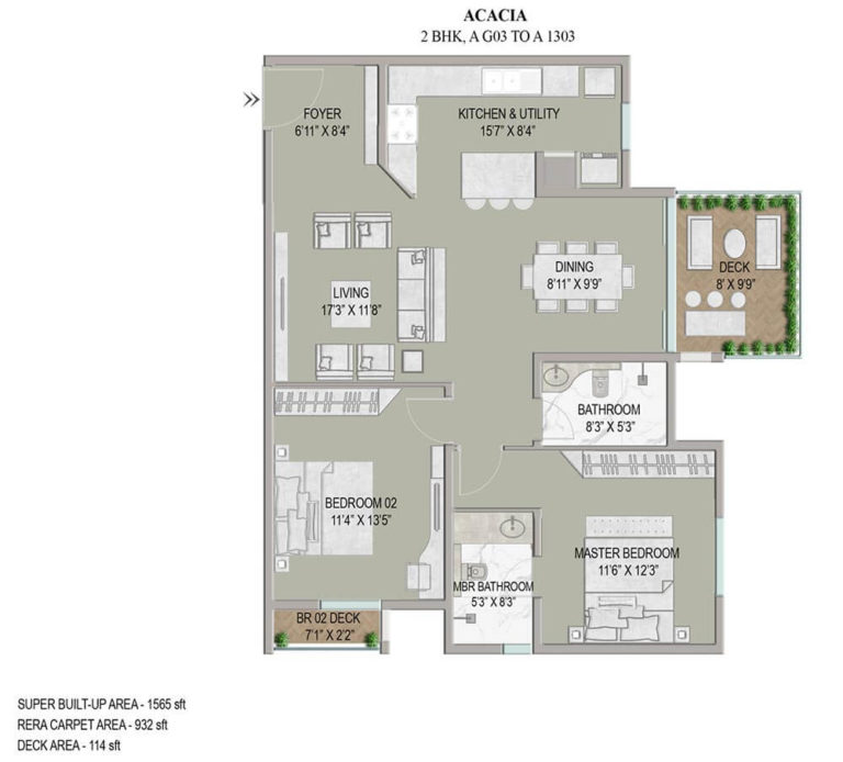 2 BHK - 1565 - Enessen Estates & Prime One Corp Centreo
