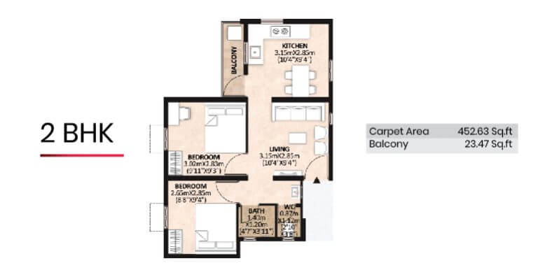 2 BHK - 452 - Mahindra Happinest Avadi Chennai