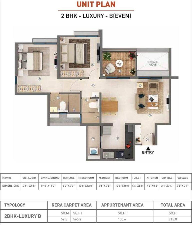 2 BHK - 715 - Shapoorji Pallonji Sensorium Joyville Pune