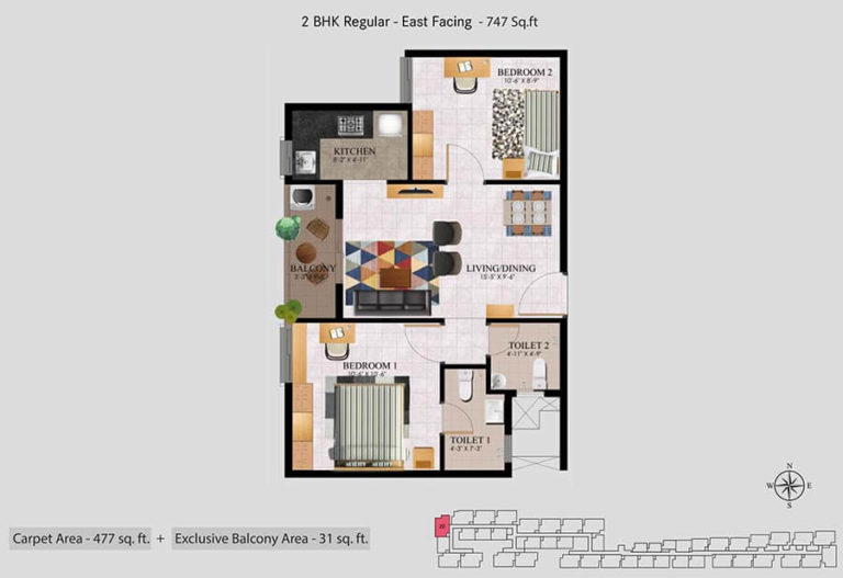 2 BHK Regular - 747 E - Urbanrise Jasmine Springs Chennai