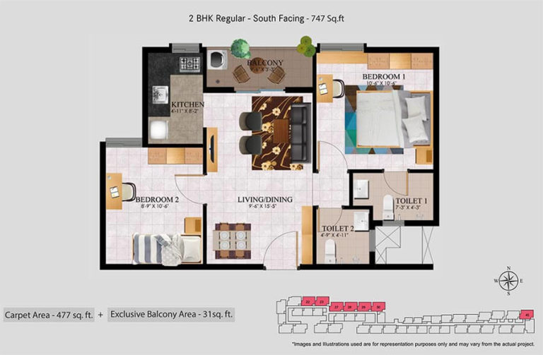 2 BHK Regular - 747 - Urbanrise Jasmine Springs Chennai