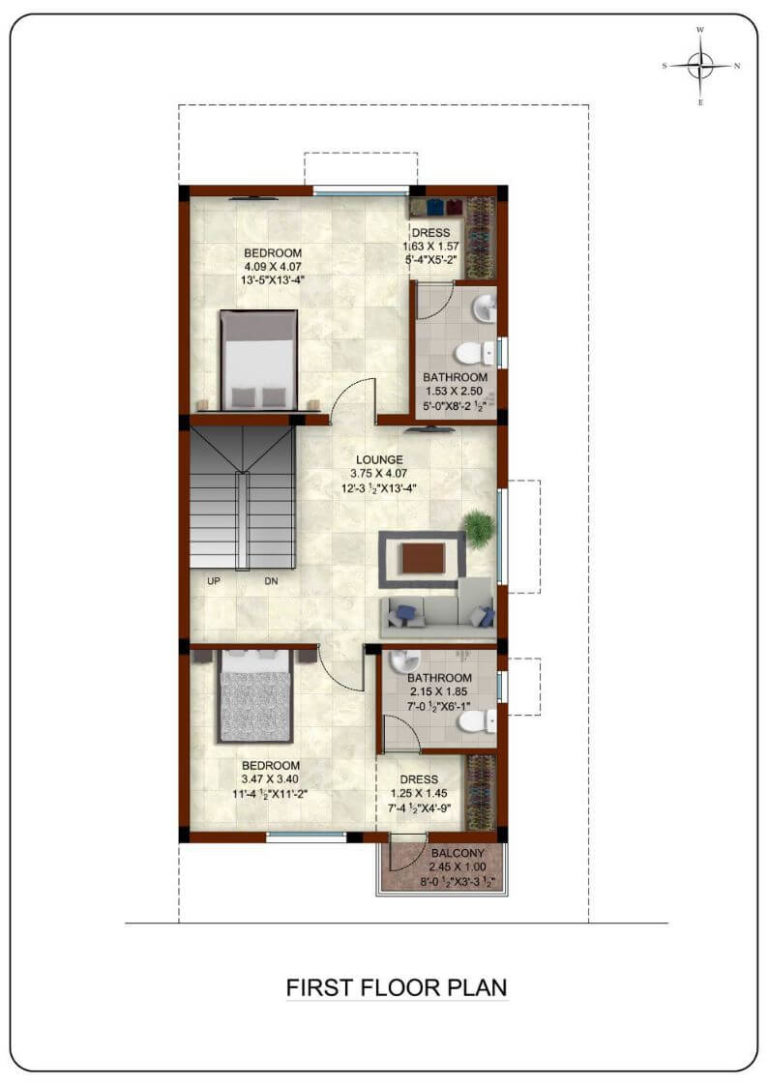 3 BHK-1250-First-Floor-East-Facing - CasaGrand Bloom Chennai