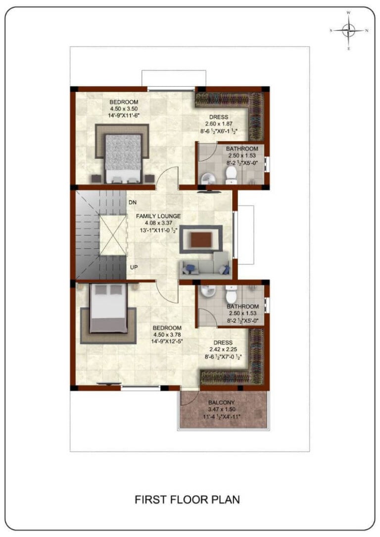 3 BHK-1500-First-Floor-East-Facing - CasaGrand Bloom Chennai