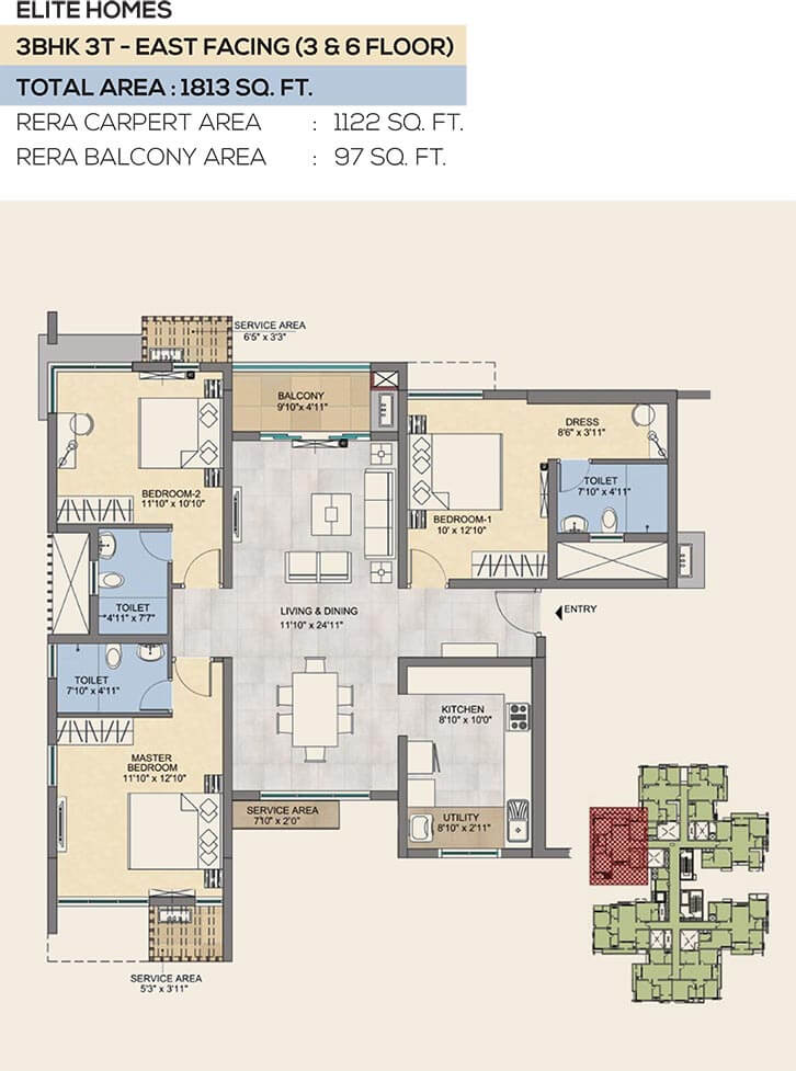 3 BHK - 1813 - TVS Emerald Peninsula Manapakkam