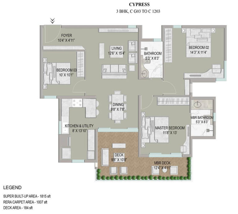 3 BHK - 1815 - Enessen Estates & Prime One Corp Centreo