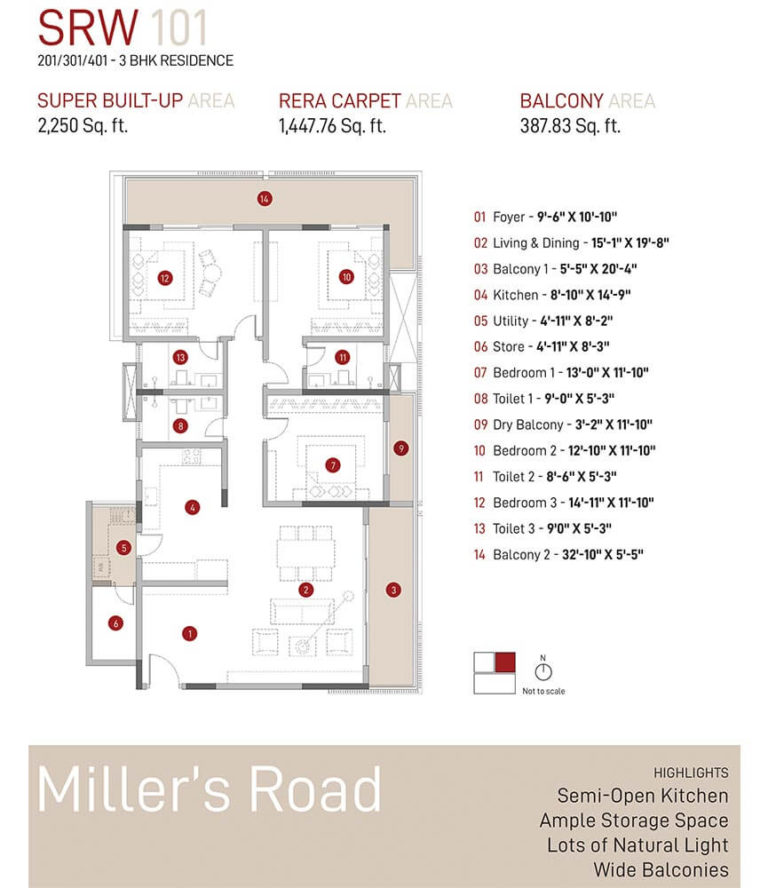 3 BHK - 2250 - Spectra Raywoods