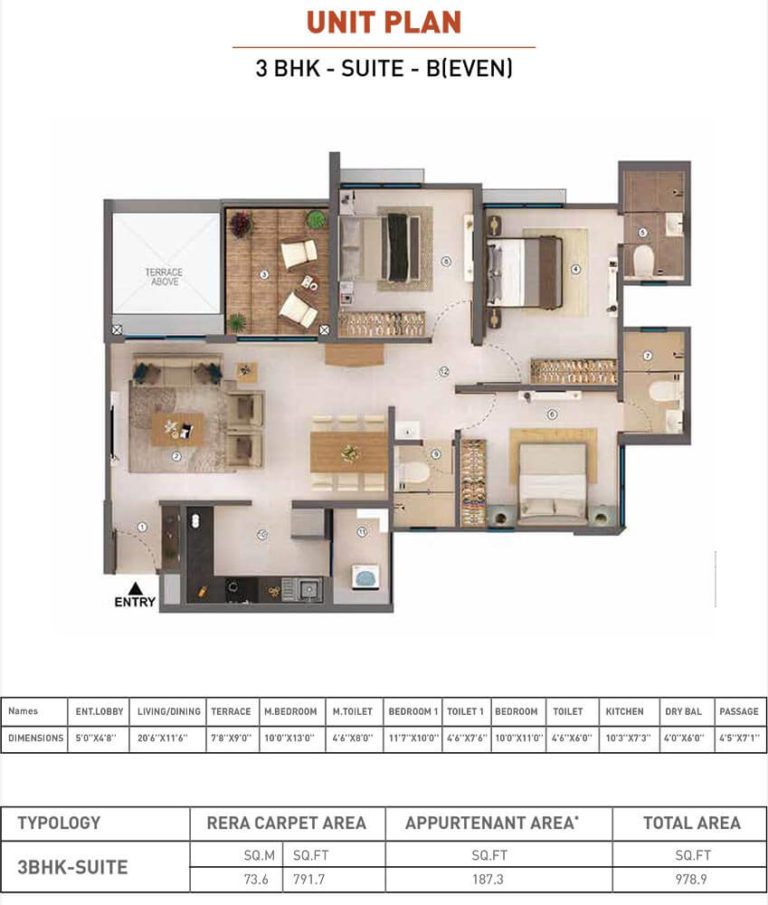 3 BHK - 978 - Shapoorji Pallonji Sensorium Joyville Pune