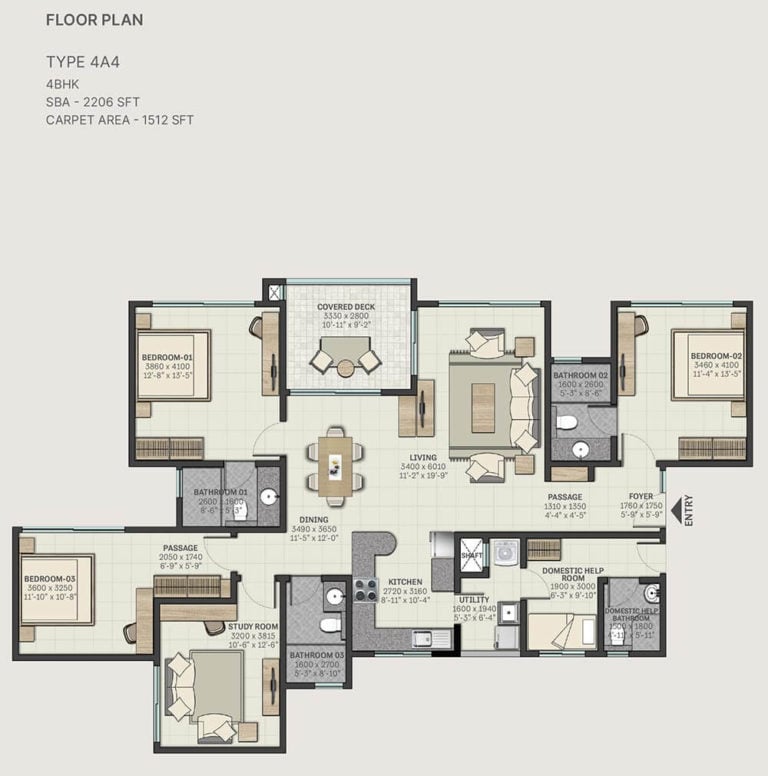 4 BHK - 2206 - SOBHA Windsor Whitefield