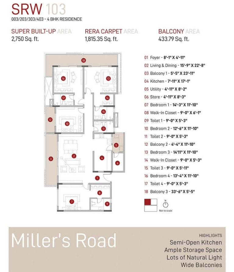 4 BHK - 2750 - Spectra Raywoods