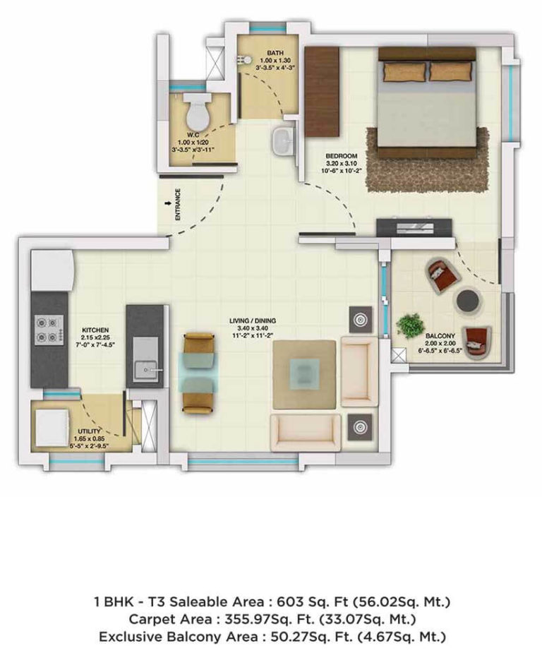 1 BHK - 603 - TATA New Haven Ribbon Walk