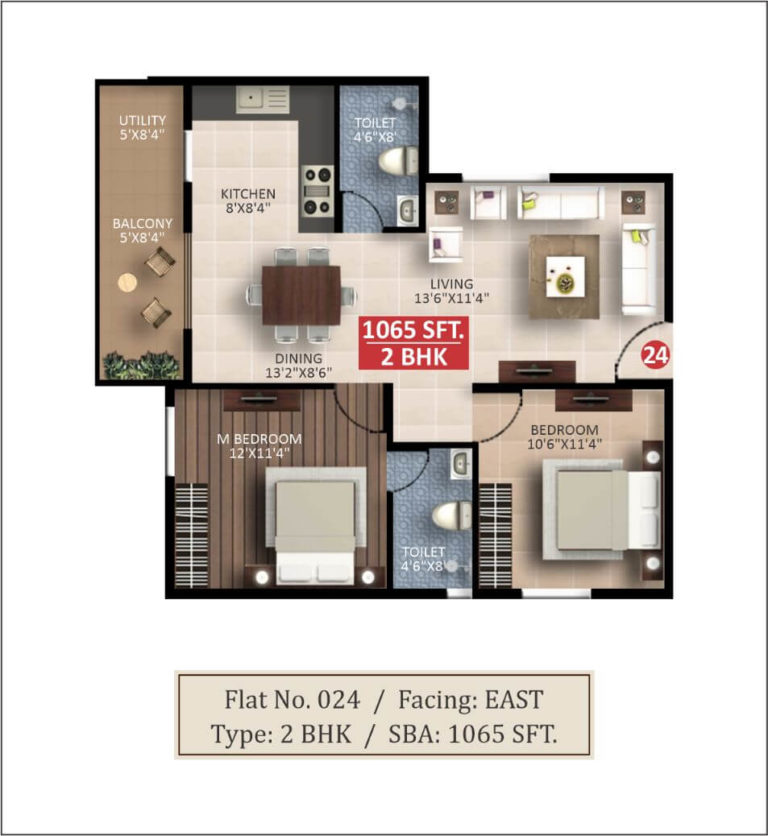 2 BHK - 1065 - Saritha Splendor Whitefield