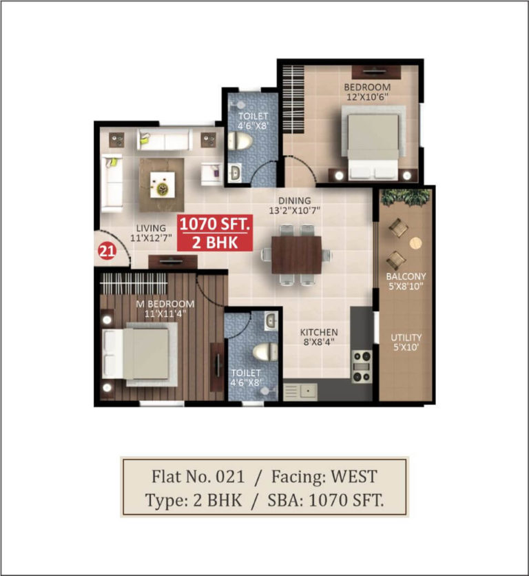 2 BHK - 1070 - Saritha Splendor Whitefield