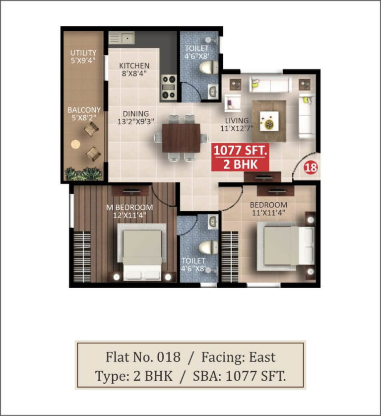 2 BHK - 1077 - Saritha Splendor Whitefield