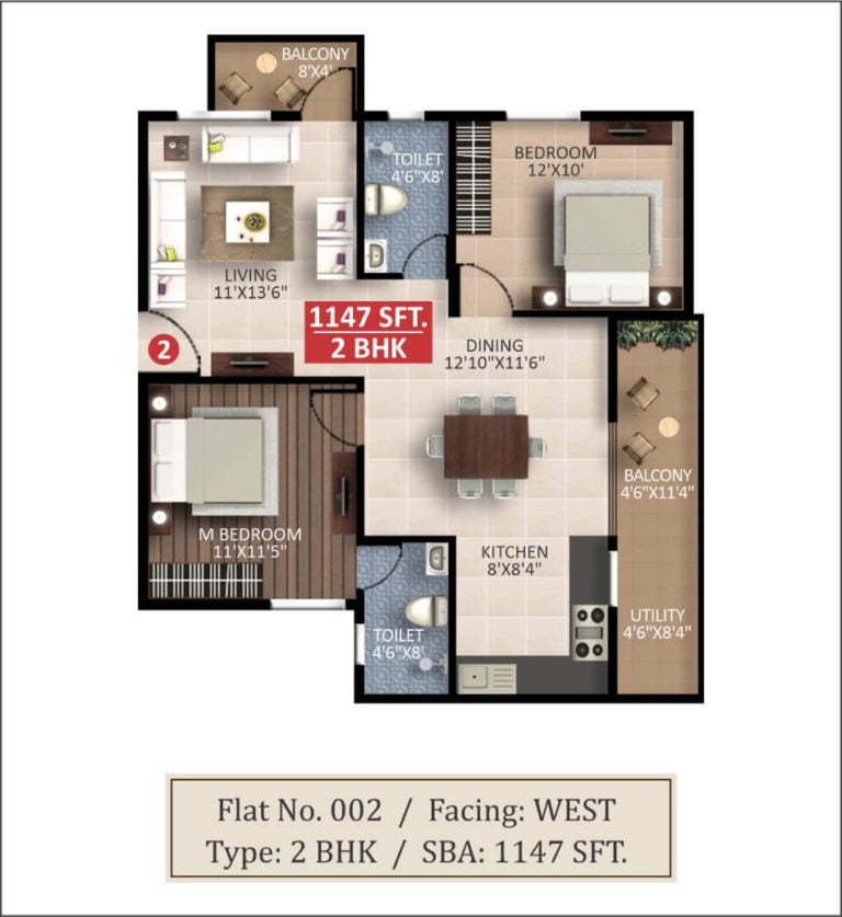 2 BHK - 1147 - Saritha Splendor Whitefield