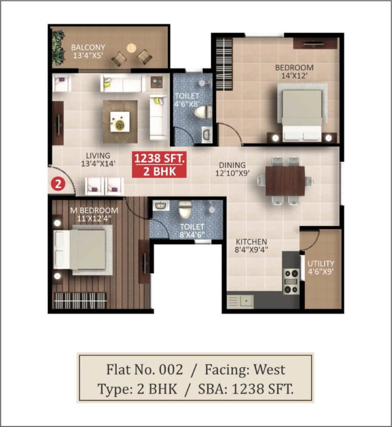 2 BHK - 1238 - Saritha Splendor Whitefield