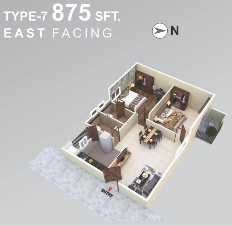 2 BHK East - 875 - Vasavi Urban