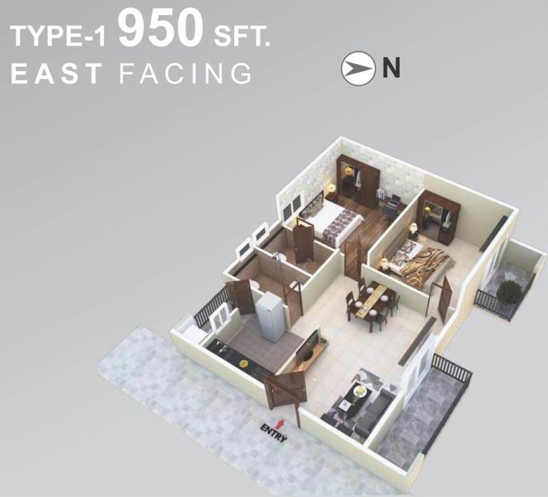 2 BHK East - 950 - Vasavi Urban
