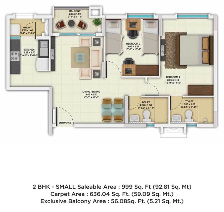 2 BHK Small - 999 - TATA New Haven Ribbon Walk