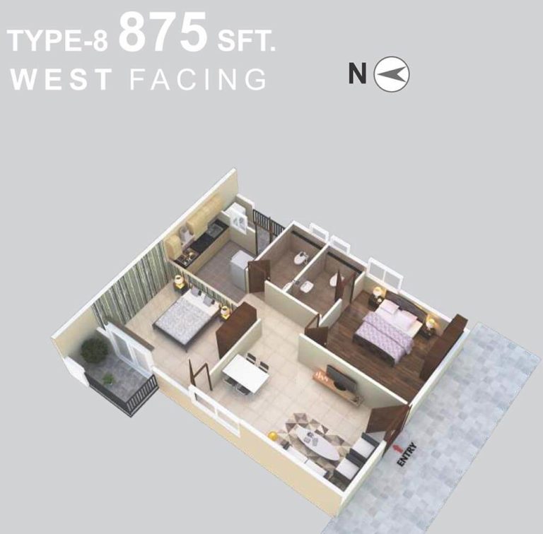 2 BHK West - 875 - Vasavi Urban