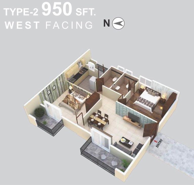 2 BHK West - 950 - Vasavi Urban