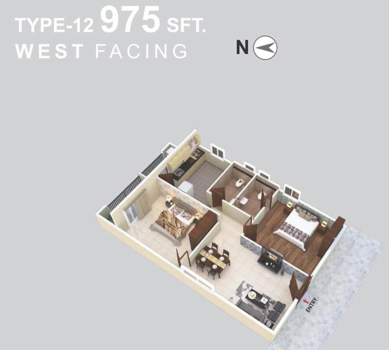 2 BHK West - 975 - Vasavi Urban