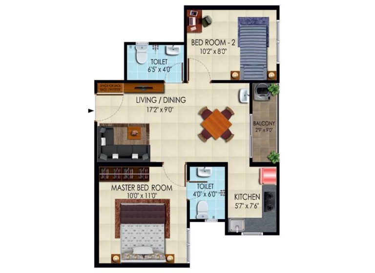 2BHK West Facing - 730 - Urbanrise Codename New Porur