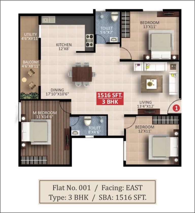 3 BHK - 1516 - Saritha Splendor Whitefield