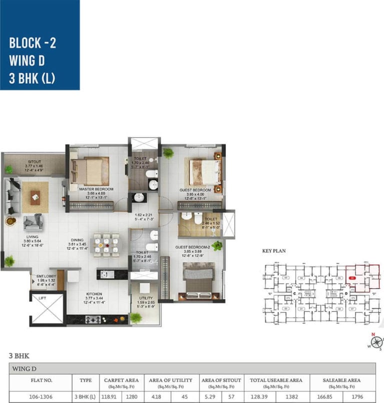 3 BHK - 1796 - Pride Pegasus Hennur