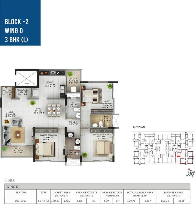 3 BHK - 1816 - Pride Pegasus Hennur