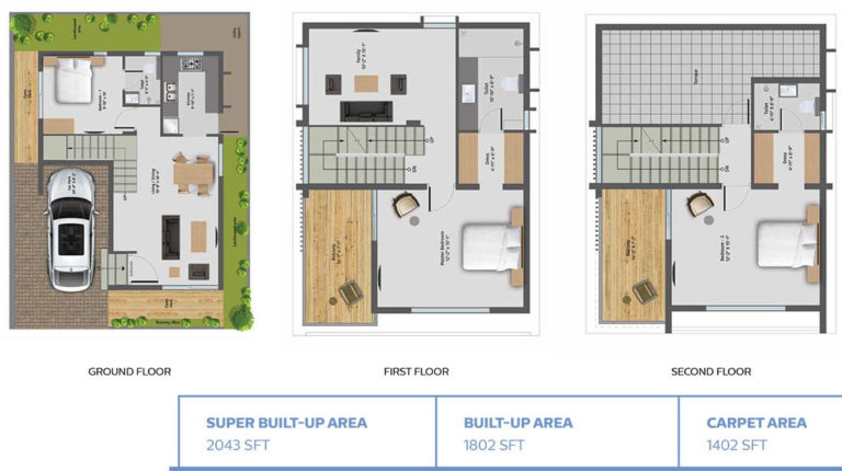 3 BHK - 2043 - 42 Queens Square Villas Sarjapur
