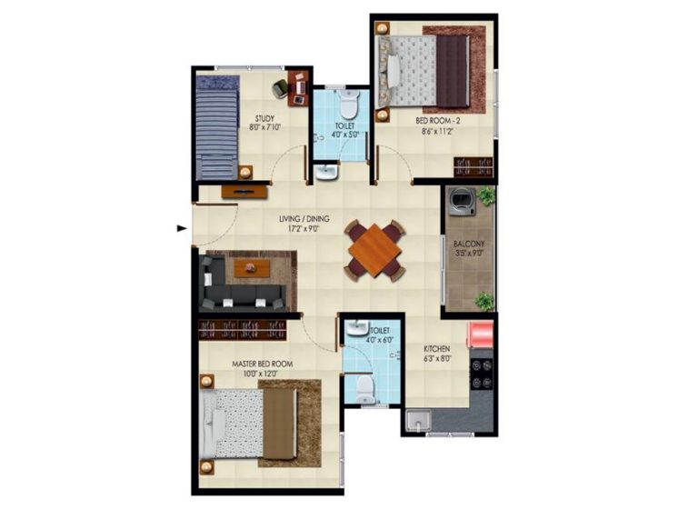 3BHK West Facing - 885 - Urbanrise Codename New Porur