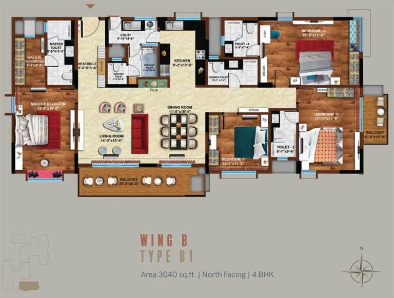 4 BHK - 3040 - Koncept Ambience Downtown Bangalore