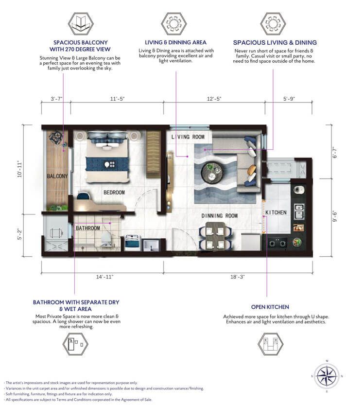 1 BHK Smart - 600 - Risland The Ace Chennai