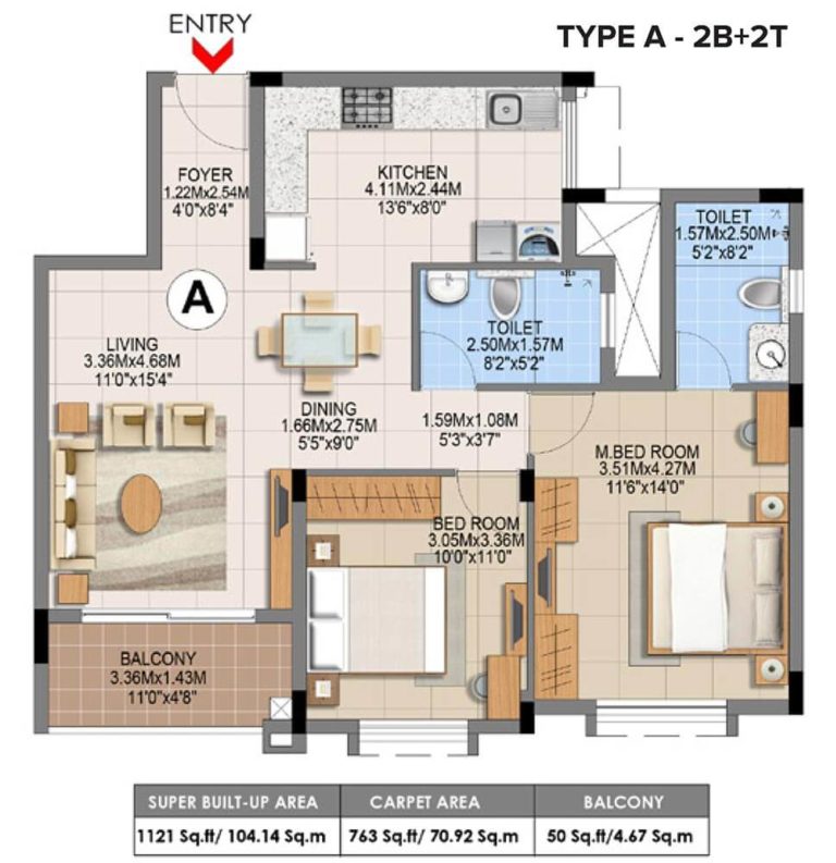 2 BHK - 1121 - Brigade Gem Terraces Sarjapur