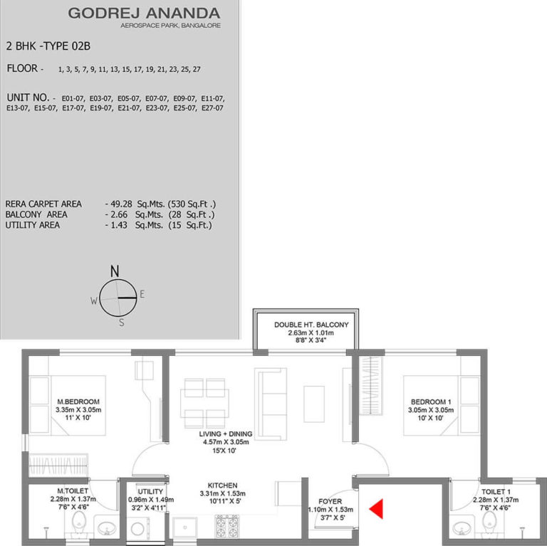 2 BHK - 530 - Godrej Ananda Bagalur