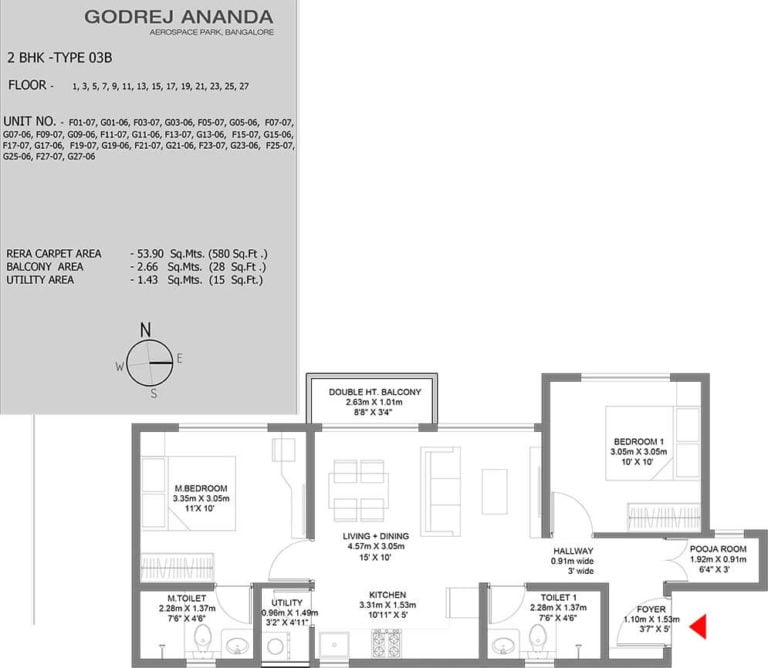 2 BHK - 580 - Godrej Ananda Bagalur